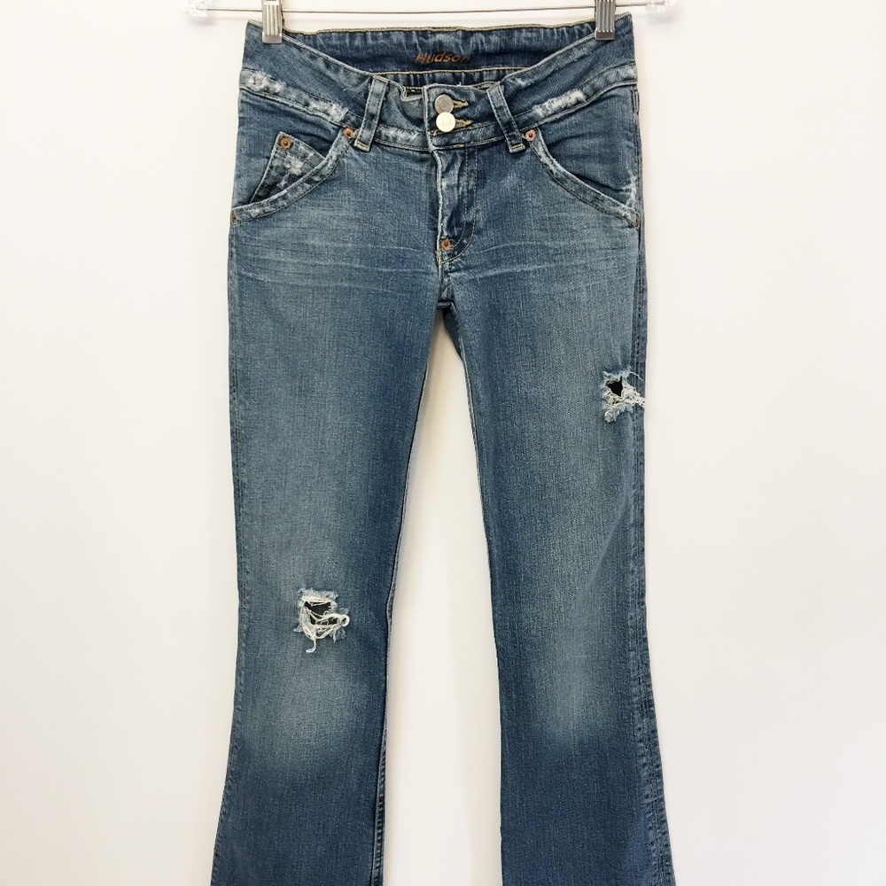 Hudson Distressed Flared Leg Jeans - 27